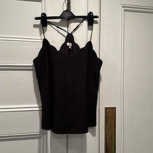 J Crew scalloped top cami, Black, 10